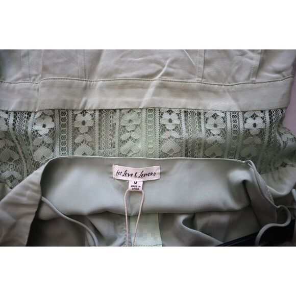 For Love & Lemons Women's Sz M Light Green Lovebird Lace Midi Dress - Picture 3 of 13